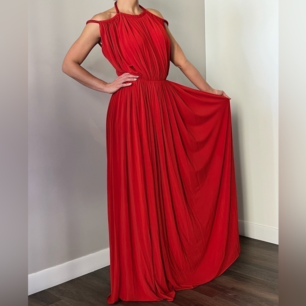 Lanvin Red Grecian Style Dress Gown - Picture 10 of 11